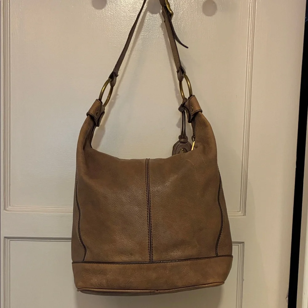 Fossil Tan Leather Hobo Bag BOHO WESTERN COWBOYCORE BOHEMIAN OLD MONEY